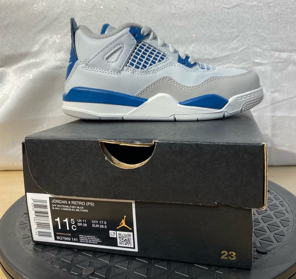 2024 Jordan 4 Retro Military Blue BQ7669-141 PS Kids Size C11.5 NIB